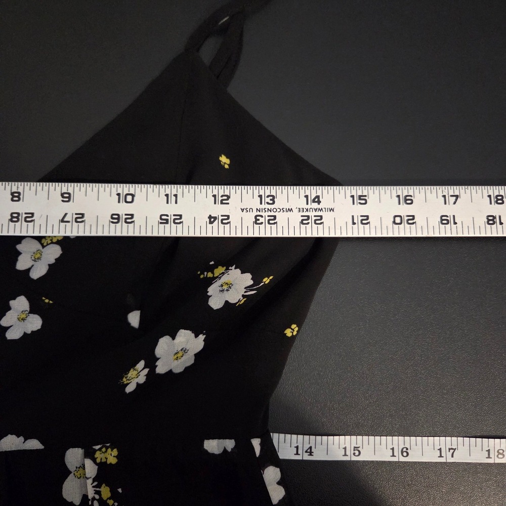 Bardot Black Yellow Ditsy Floral Tiered Ruffle Midi Dress Size 4 Coquette Fairy - Picture 9 of 10